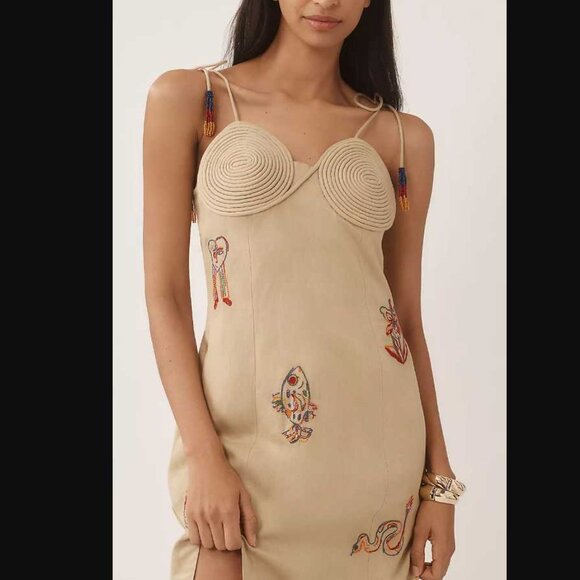 New L Farm Rio x Anthropologie embroidered linen blend dress - Picture 2 of 14